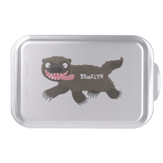 Funny hungry wolverine animal cartoon cake pan (Front)