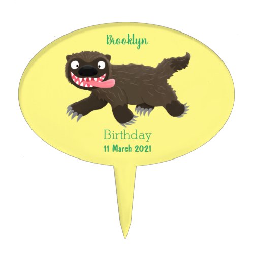 Funny hungry wolverine animal cartoon cake topper