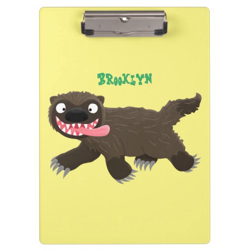 Funny hungry wolverine animal cartoon clipboard