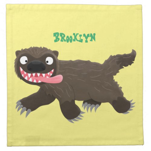 Funny hungry wolverine animal cartoon cloth napkin