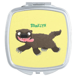 Funny hungry wolverine animal cartoon compact mirror