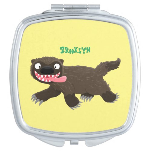 Funny hungry wolverine animal cartoon compact mirror