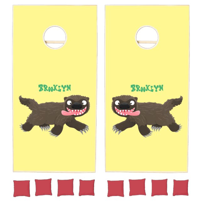 Funny hungry wolverine animal cartoon  cornhole set (Set)