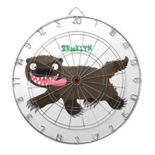 Funny hungry wolverine animal cartoon dart board