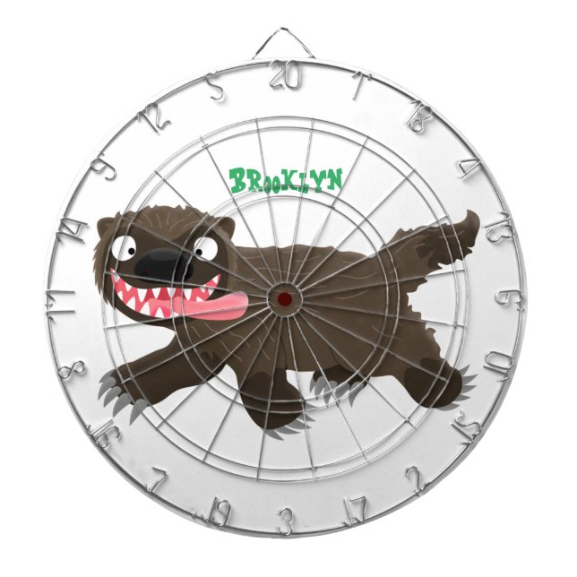 Funny hungry wolverine animal cartoon dart board (Front)
