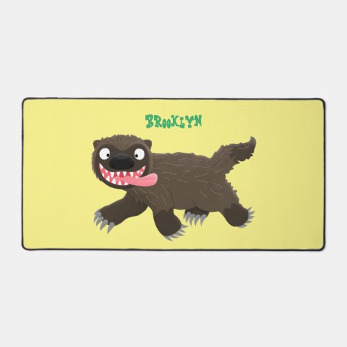 Funny hungry wolverine animal cartoon desk mat