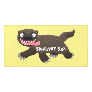 Funny hungry wolverine animal cartoon door sign