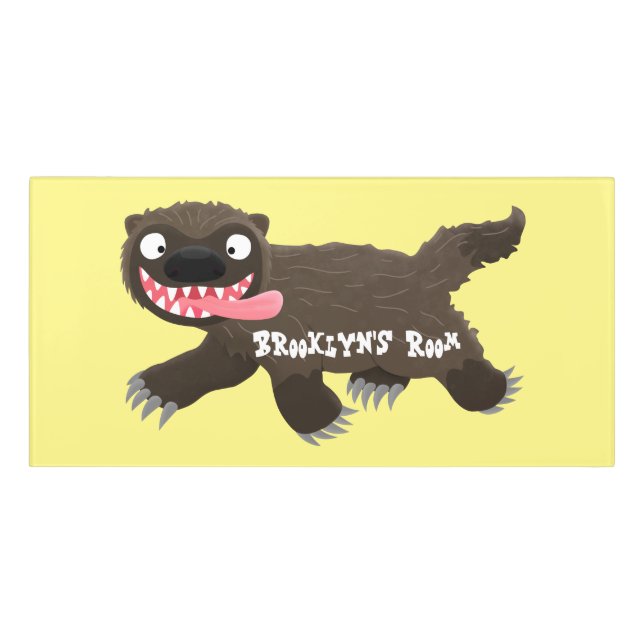 Funny hungry wolverine animal cartoon door sign (Classic Front)