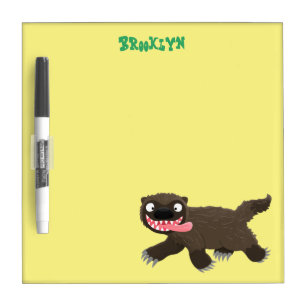 Funny hungry wolverine animal cartoon dry erase board