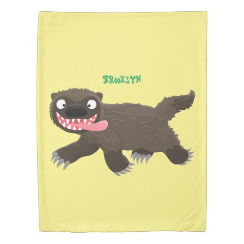 Funny hungry wolverine animal cartoon duvet cover