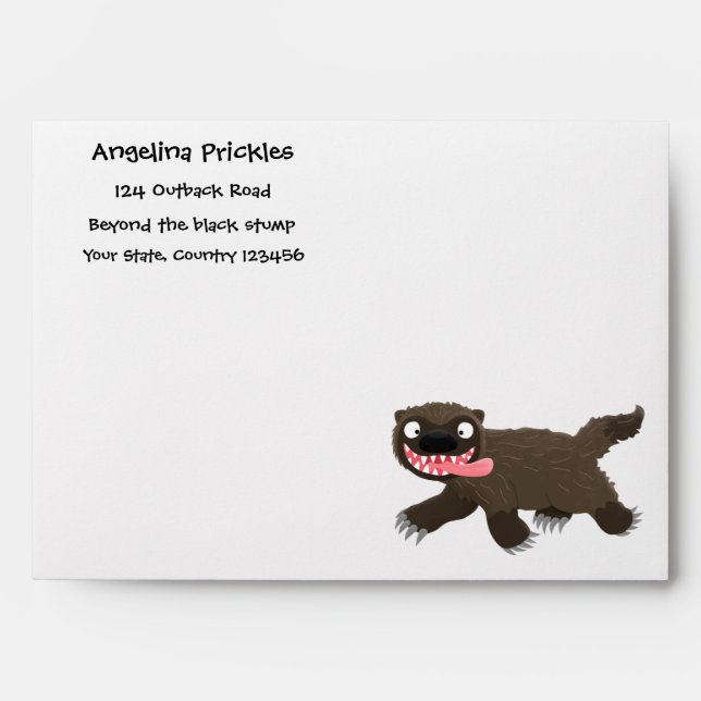 Funny hungry wolverine animal cartoon envelope (Front)