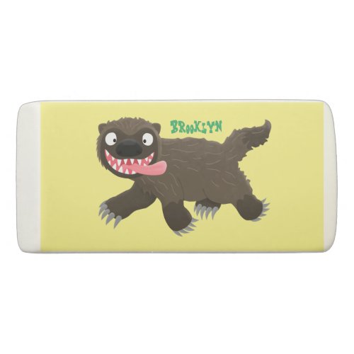 Funny hungry wolverine animal cartoon eraser