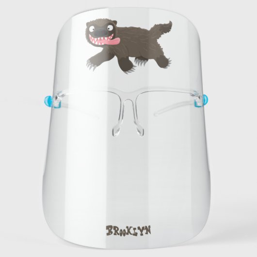 Funny hungry wolverine animal cartoon face shield (Front)