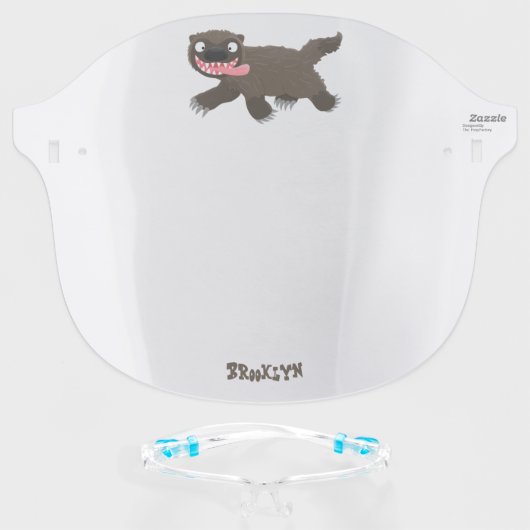 Funny hungry wolverine animal cartoon face shield (Front w/Glasses)