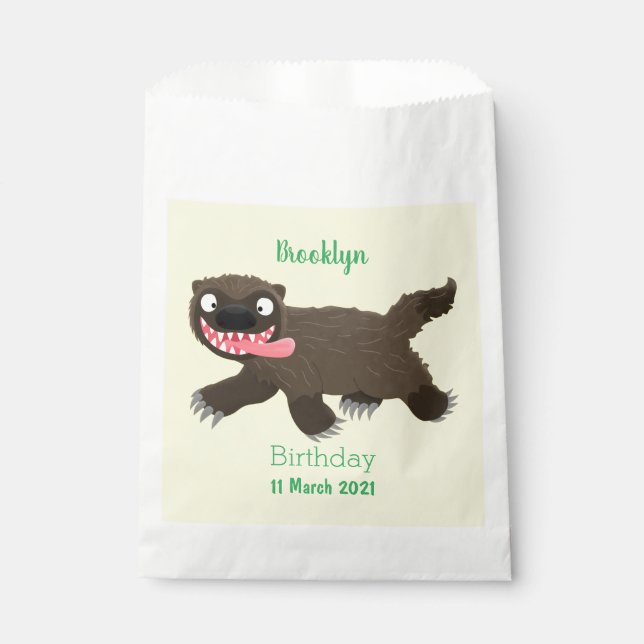 Funny hungry wolverine animal cartoon favor bag (Front)