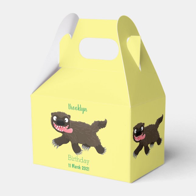 Funny hungry wolverine animal cartoon favor boxes (Front Side)