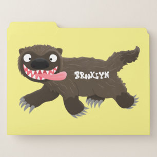 Funny hungry wolverine animal cartoon file folder