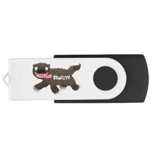 Funny hungry wolverine animal cartoon flash drive