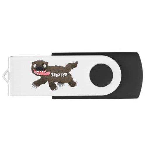 Funny hungry wolverine animal cartoon flash drive