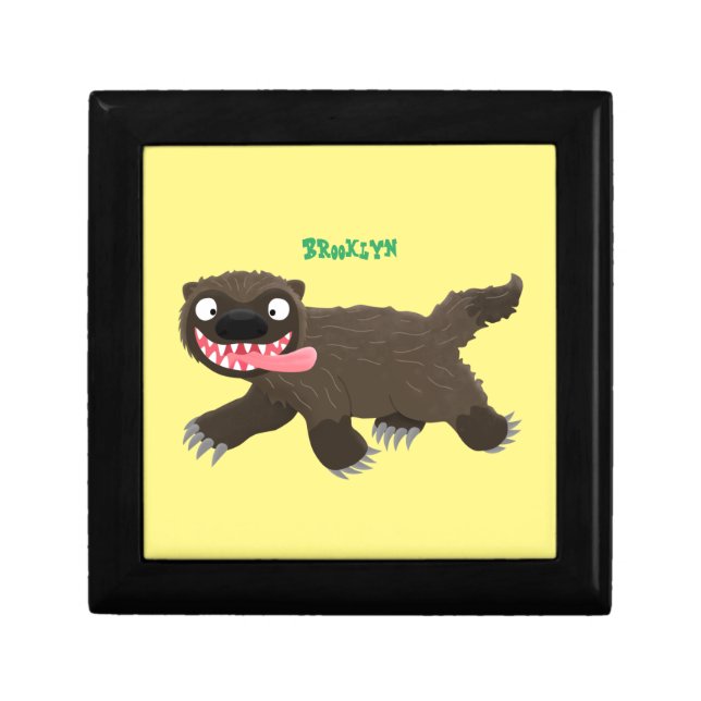 Funny hungry wolverine animal cartoon gift box (Front)