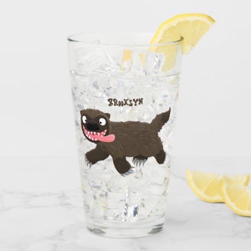 Funny hungry wolverine animal cartoon glass