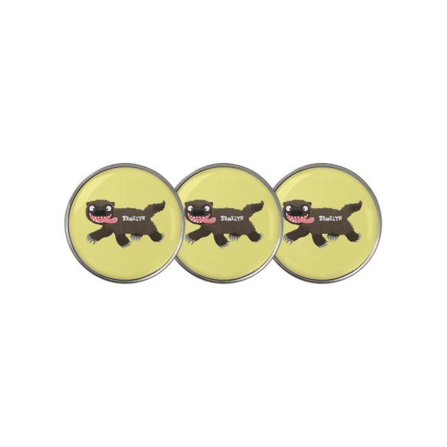 Funny hungry wolverine animal cartoon golf ball marker (3 Up)