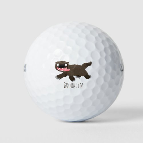Funny hungry wolverine animal cartoon golf balls