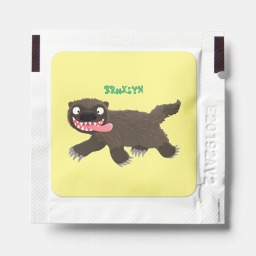 Funny hungry wolverine animal cartoon hand sanitizer packet