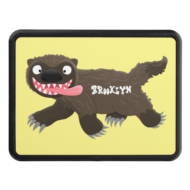 Funny hungry wolverine animal cartoon hitch cover (Front)