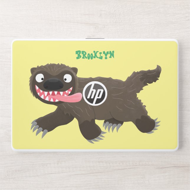 Funny hungry wolverine animal cartoon HP laptop skin (Front)