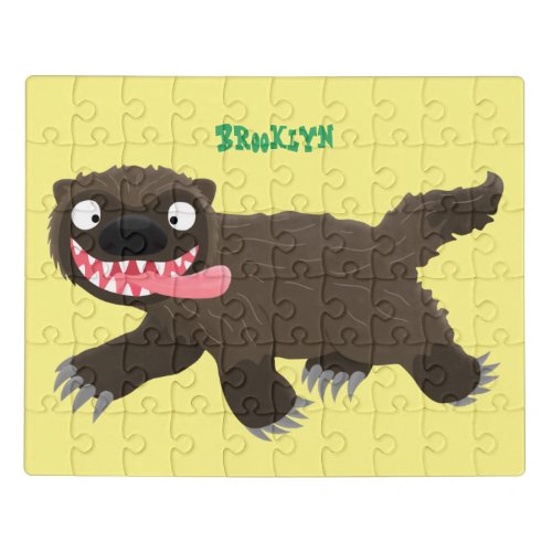 Funny hungry wolverine animal cartoon jigsaw puzzle
