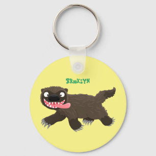 Funny hungry wolverine animal cartoon keychain