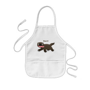 Funny hungry wolverine animal cartoon kids' apron