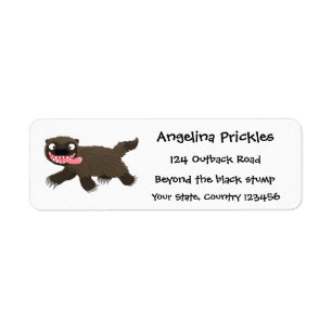 Funny hungry wolverine animal cartoon label