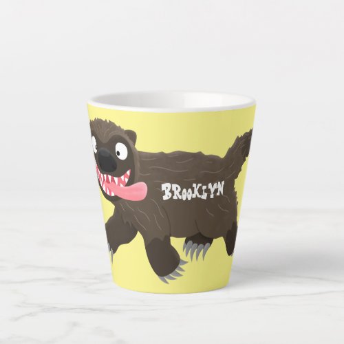 Funny hungry wolverine animal cartoon latte mug