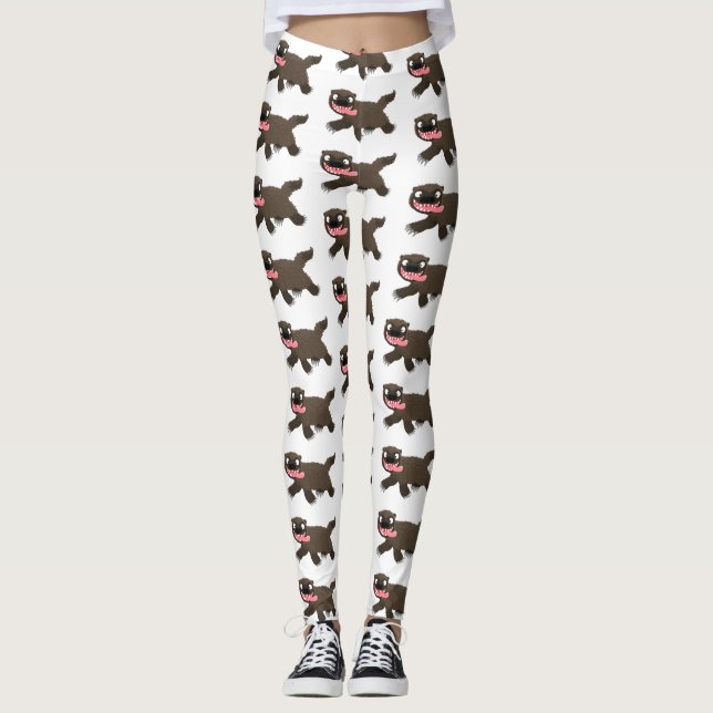 Funny hungry wolverine animal cartoon leggings (Front)