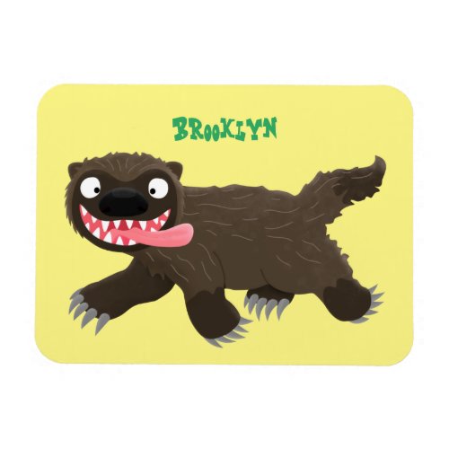 Funny hungry wolverine animal cartoon magnet