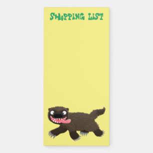 Funny hungry wolverine animal cartoon magnetic notepad