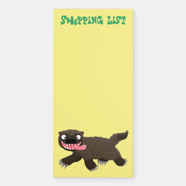 Funny hungry wolverine animal cartoon  magnetic notepad (Front)