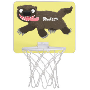 Funny hungry wolverine animal cartoon mini basketball hoop
