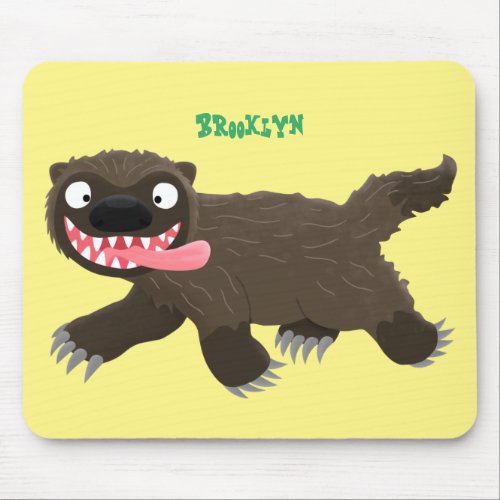 Funny hungry wolverine animal cartoon mouse pad