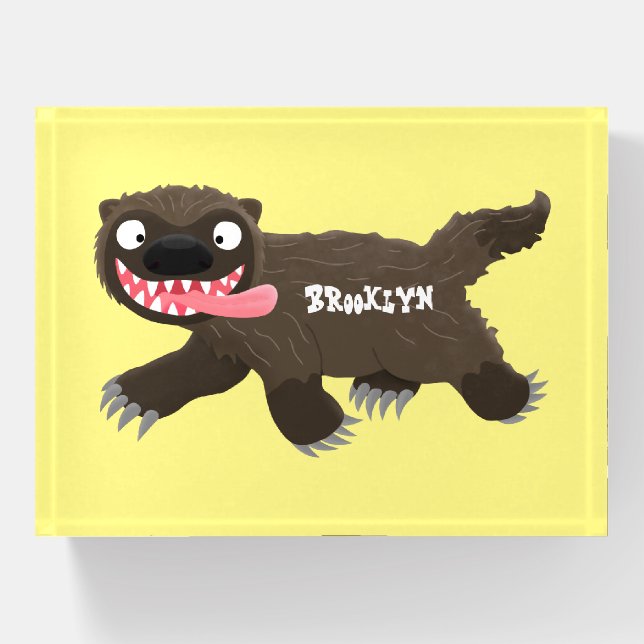 Funny hungry wolverine animal cartoon paperweight (Front)