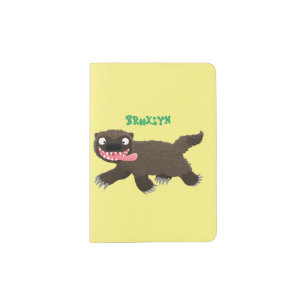 Funny hungry wolverine animal cartoon passport holder
