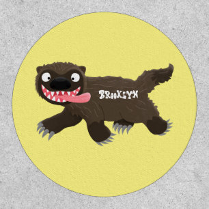 Funny hungry wolverine animal cartoon patch