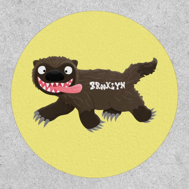 Funny hungry wolverine animal cartoon patch (Front)