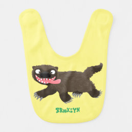 Funny hungry wolverine animal cartoon personalized baby bib