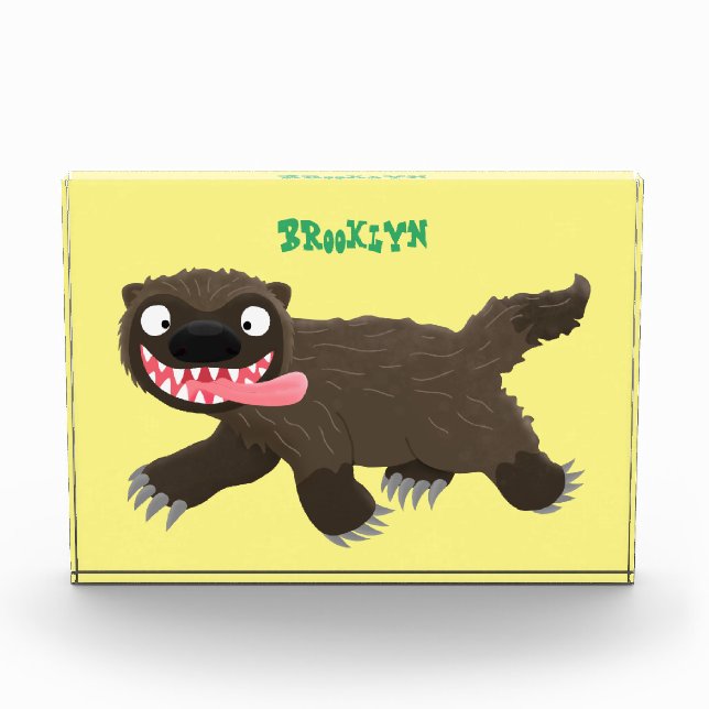 Funny hungry wolverine animal cartoon  photo block (Front)