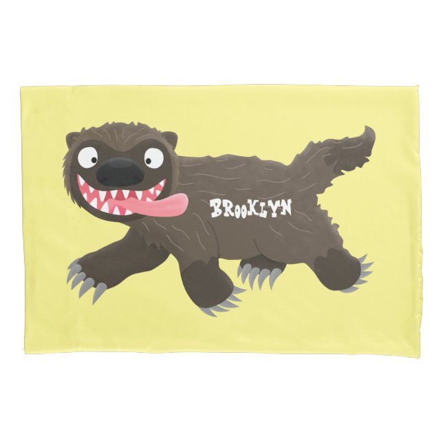 Funny hungry wolverine animal cartoon pillow case (Front)