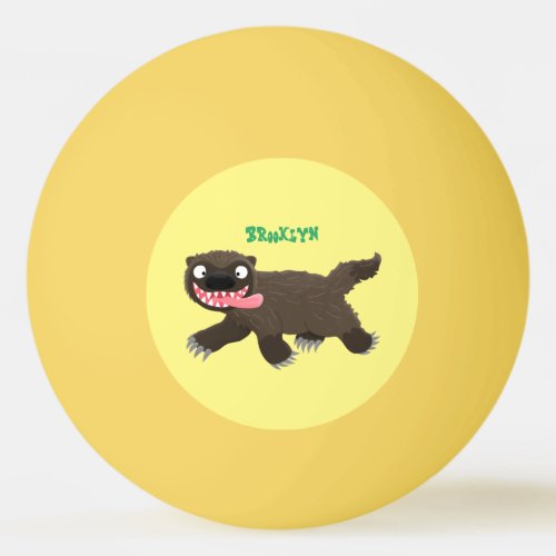 Funny hungry wolverine animal cartoon ping pong ball