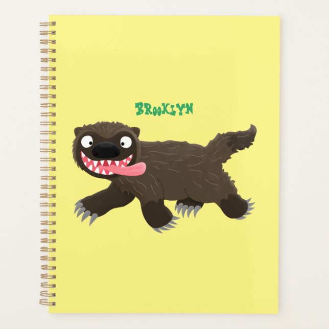 Funny hungry wolverine animal cartoon planner (Front)